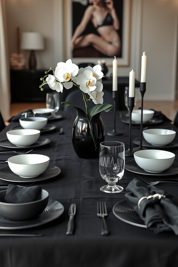 monochrome dining table decor