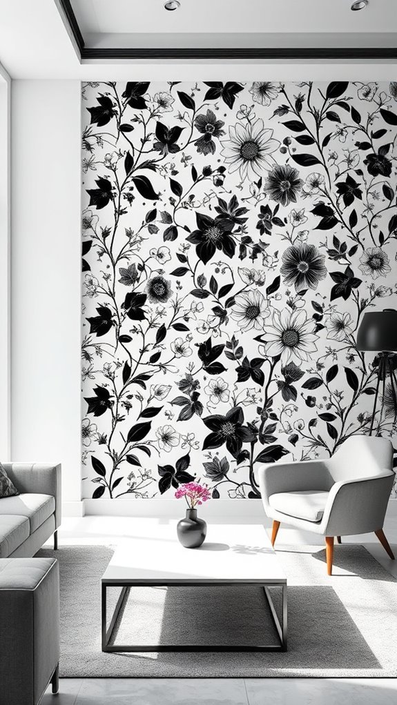 monochrome floral interior elegance