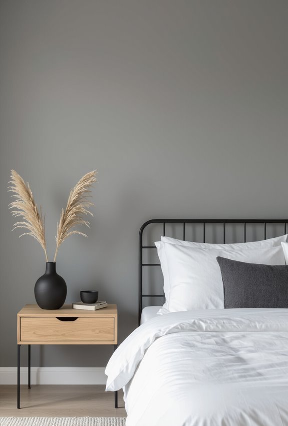 monochrome layered minimalist bedroom