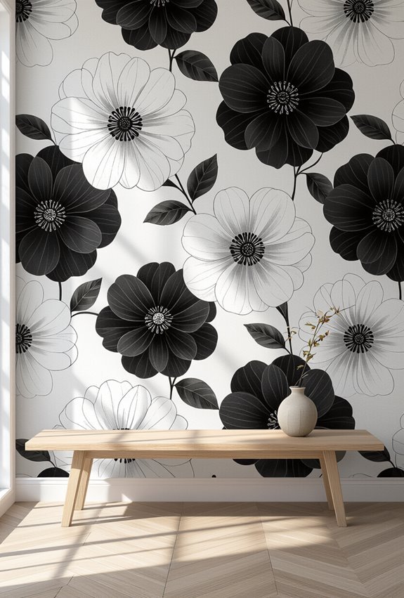monochrome oversized floral minimalism
