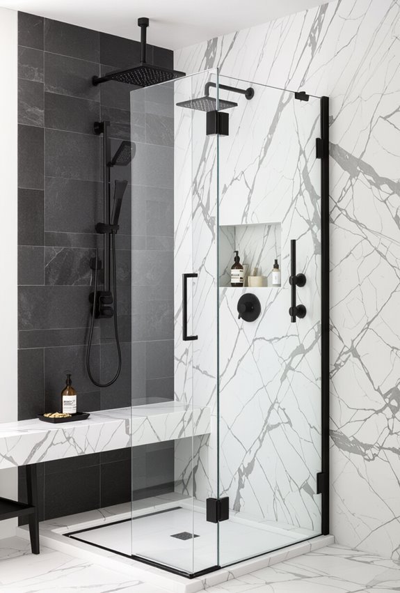 monochrome textural shower sanctuary