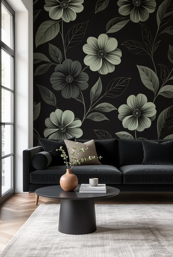 moody botanical black floral