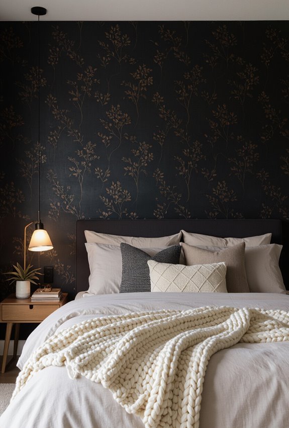 moody botanical textured mural