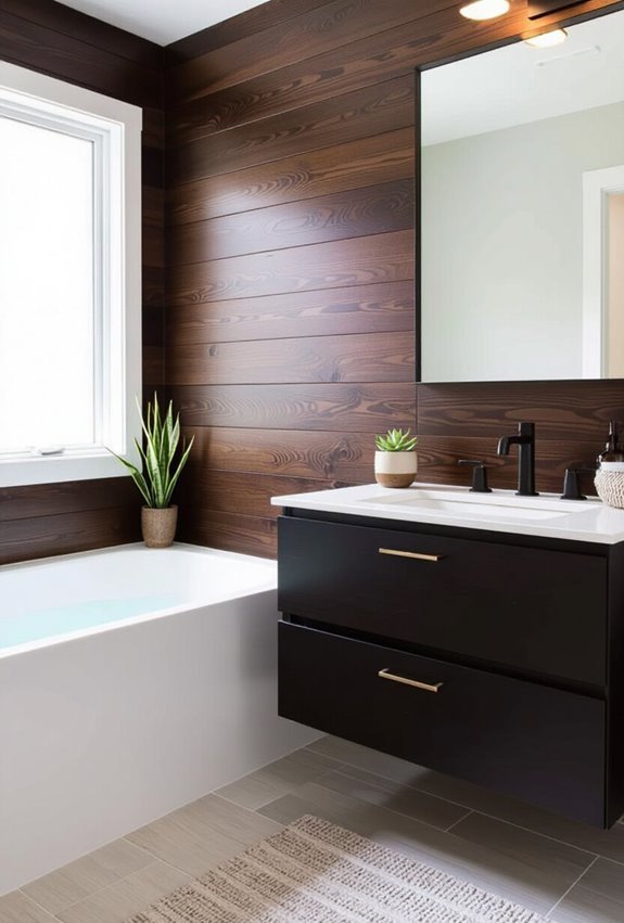 moody dark stained shiplap