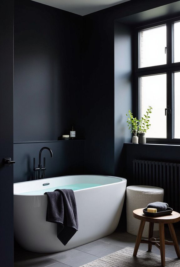 moody deep indigo bathroom retreat