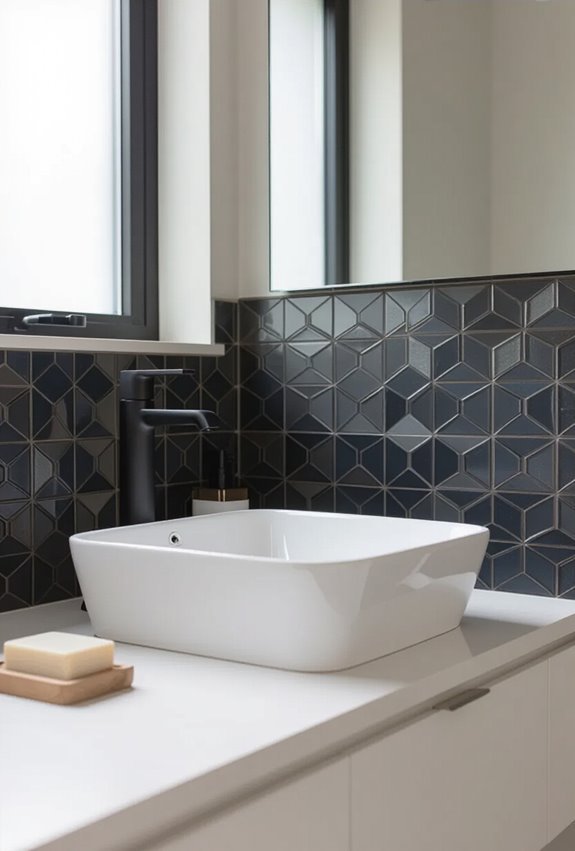 moody patterned tile accents