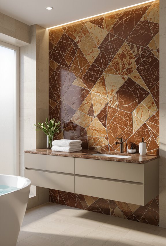 mosaic patterns enhance brown granite
