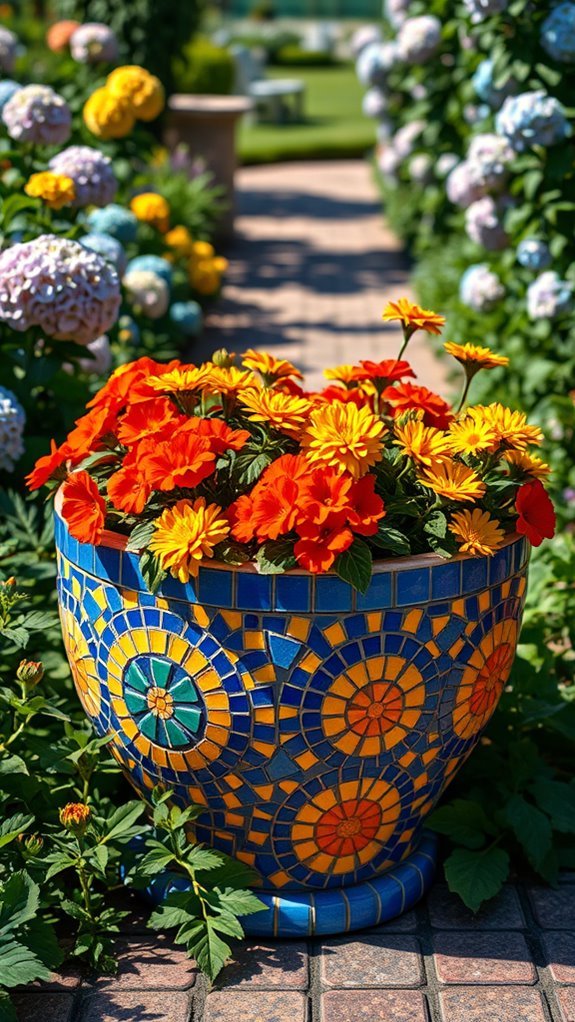 mosaic tile planter designs