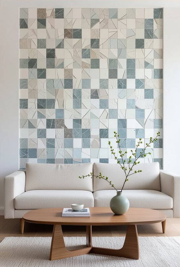 mosaic tiled vibrant accent wall