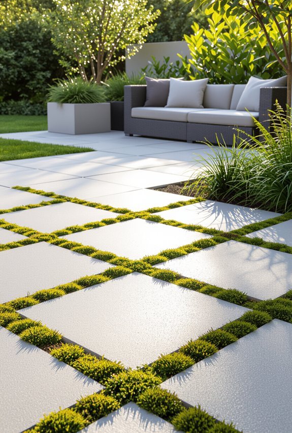 moss and thyme between pavers