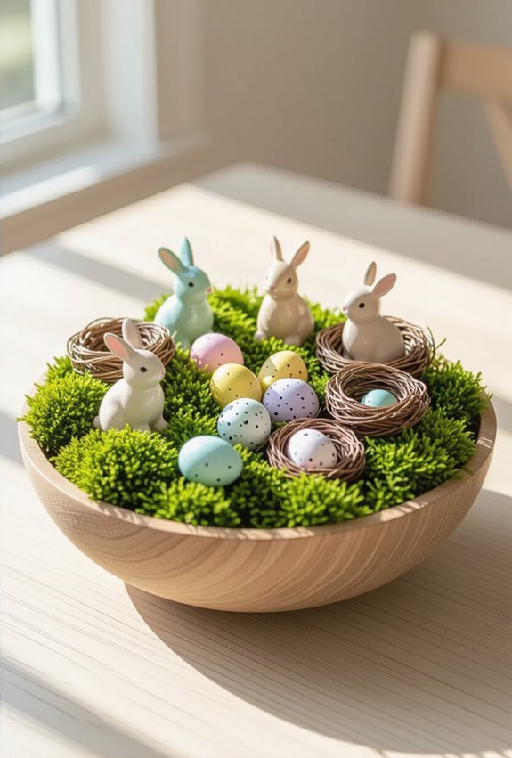 mossy miniature easter figurine vignette