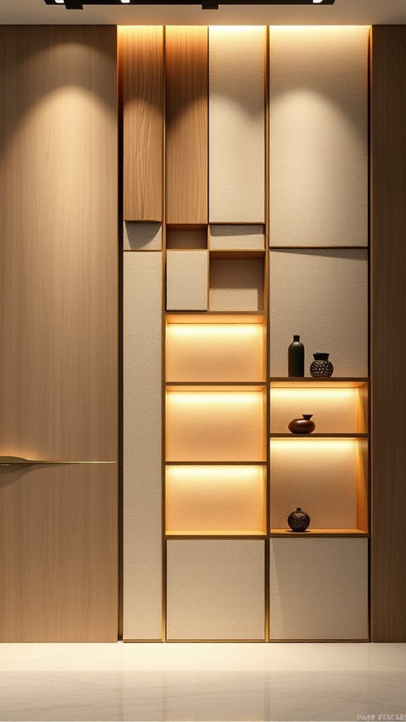 multi layered showroom wall designs