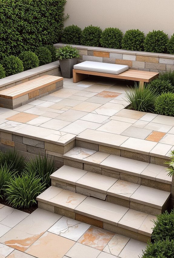 multi level flagstone patio design