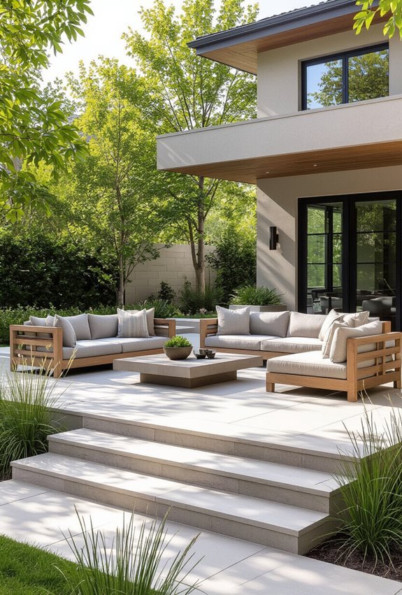 multi level patio zoning with lighting