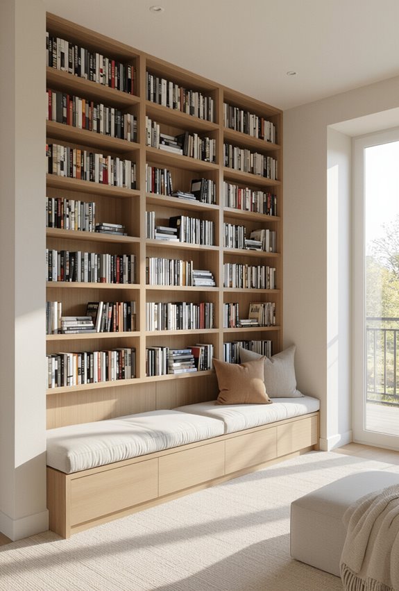 multi level staggered laddered bookshelves