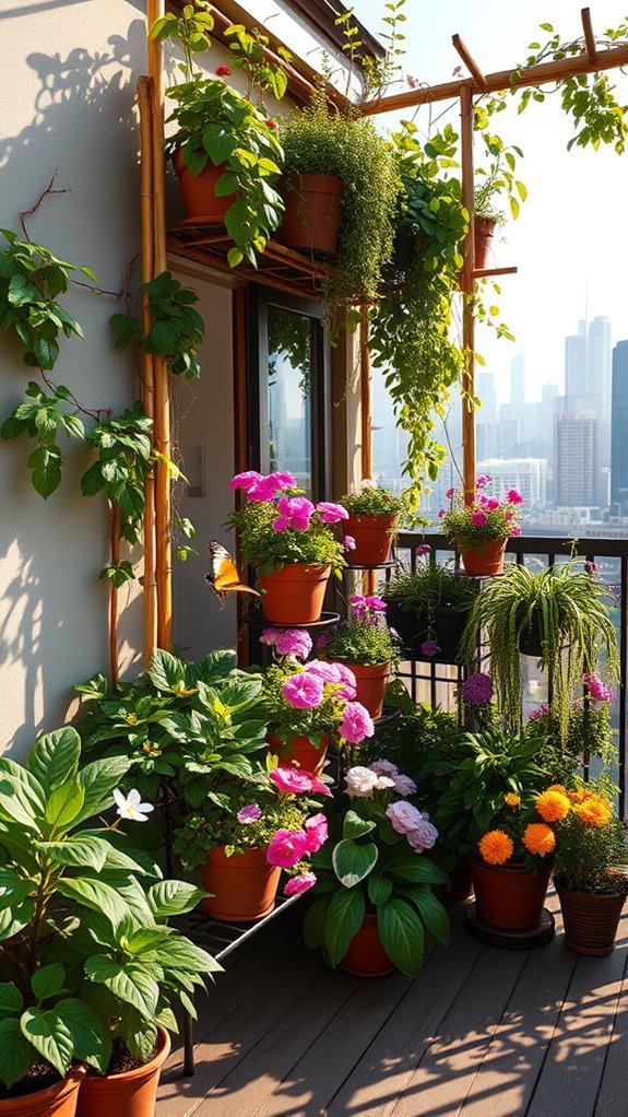 multi tiered balcony garden