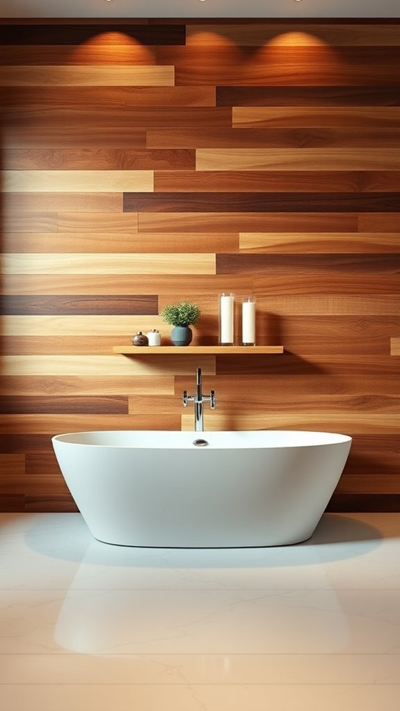 multi toned wood bathroom design
