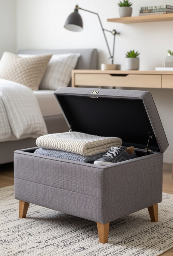 multipurpose hinged storage seating ottoman