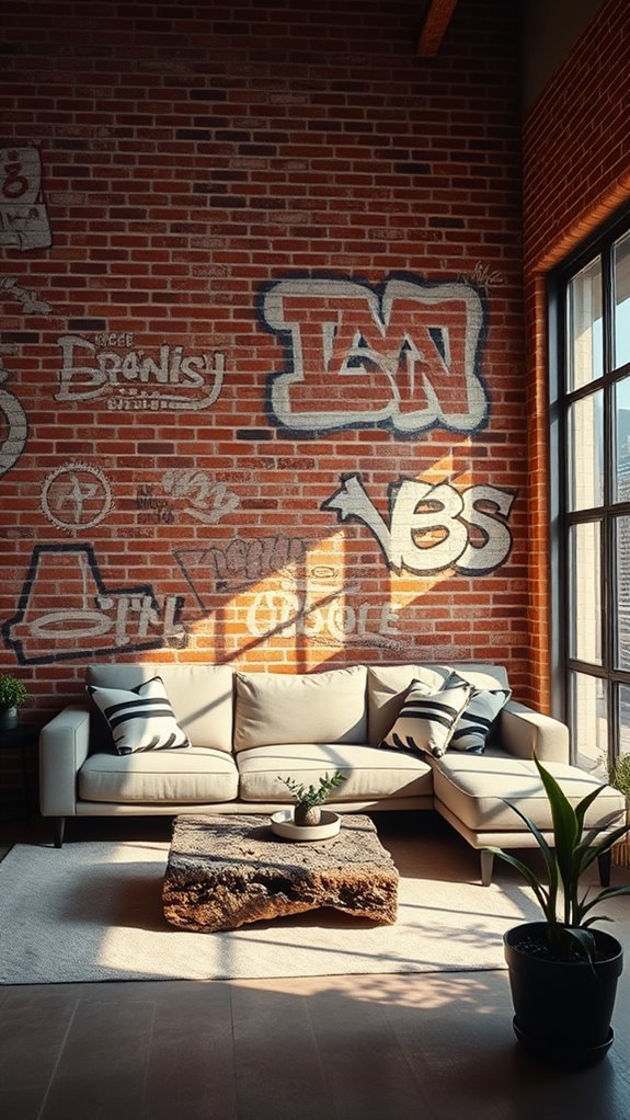 mural enhanced brick wallpaper