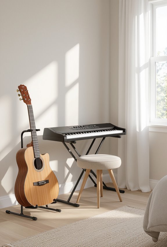 music corner with instruments