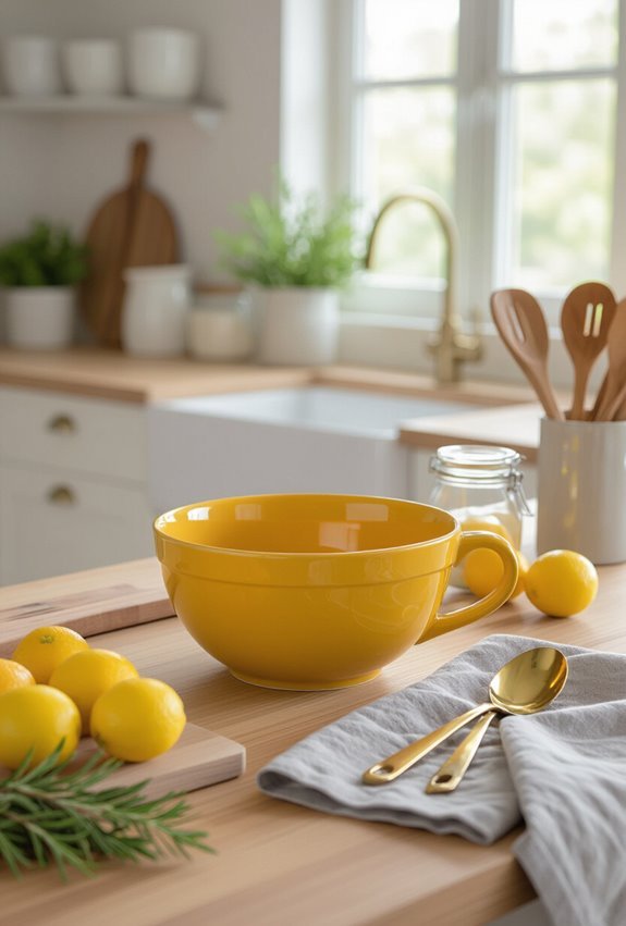mustard yellow bold kitchen accents