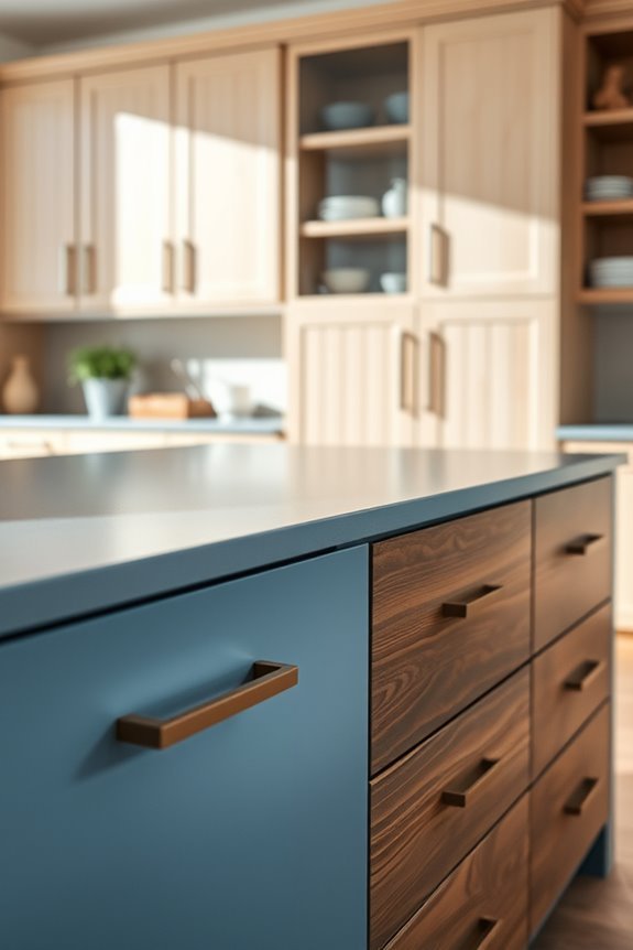 muted blue and chocolate