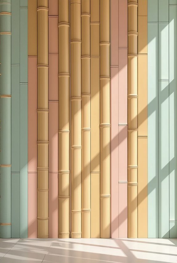 muted painted bamboo panels
