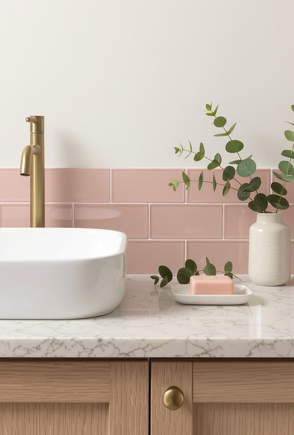 muted pink tile border