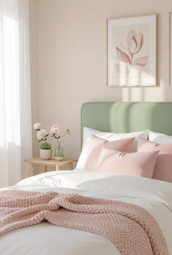 muted pinks sage greens