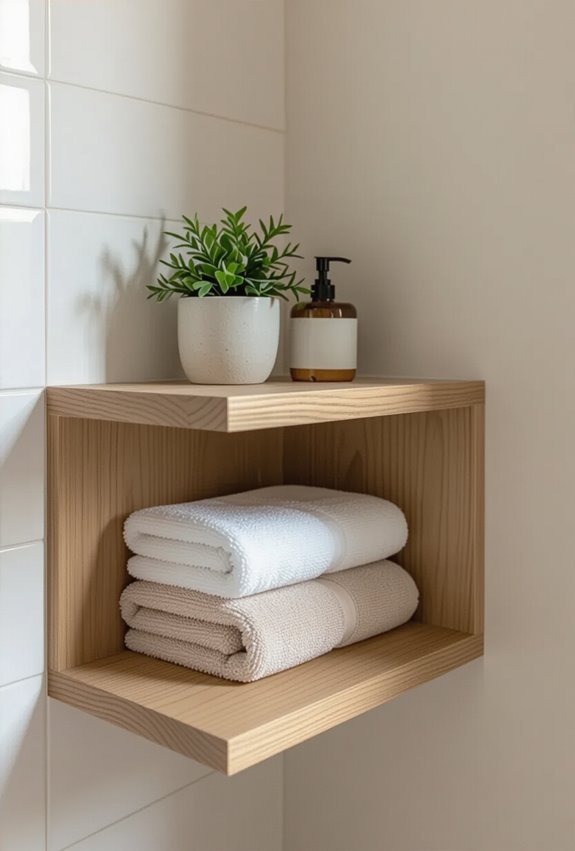 narrow corner shelves maximize storage