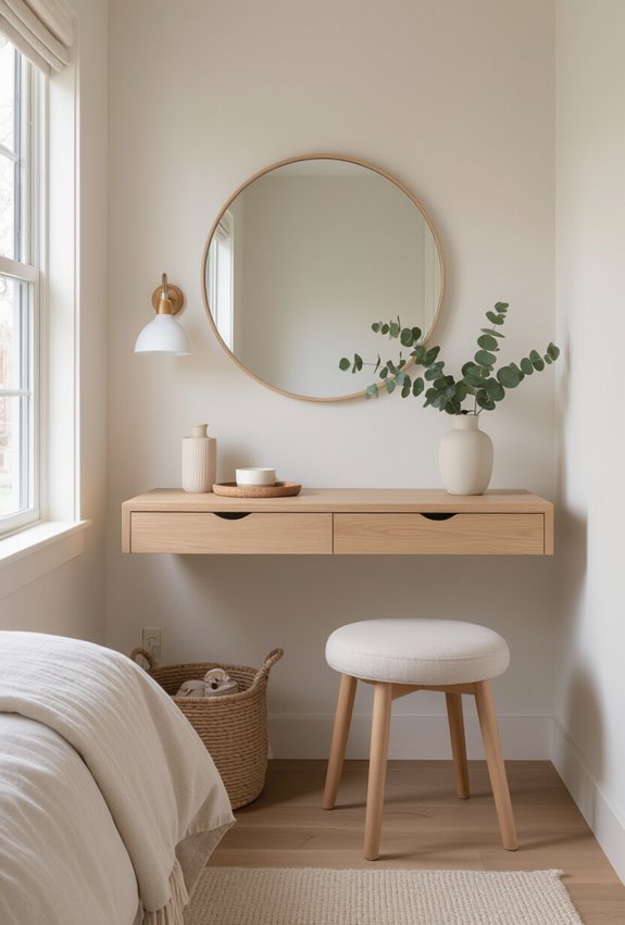 narrow floating vanity workspace