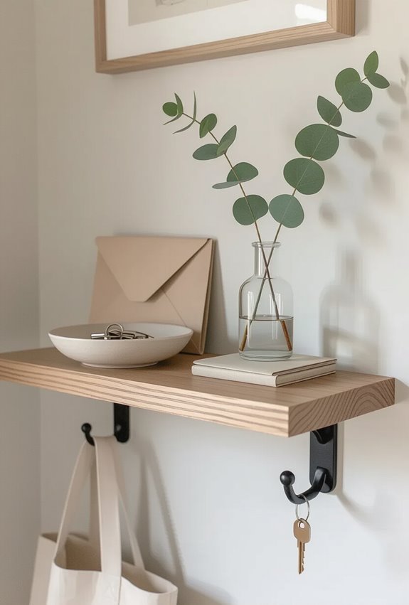 narrow functional stylish entry shelf