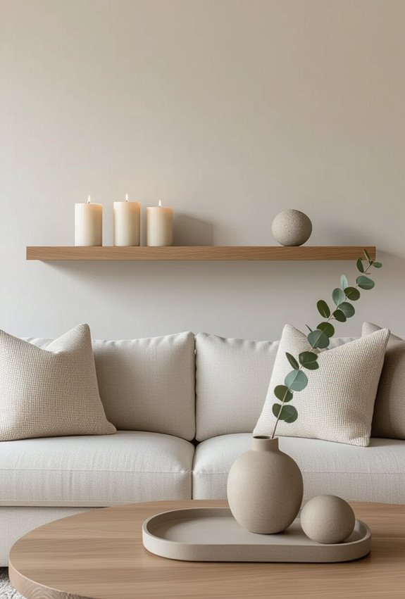 narrow mantel shelf candle arrangement