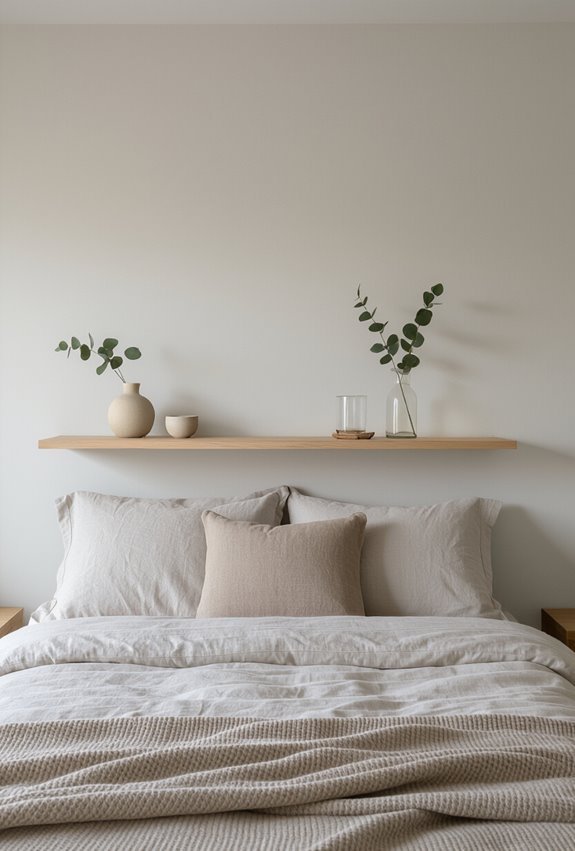 narrow mounted bedside shelf
