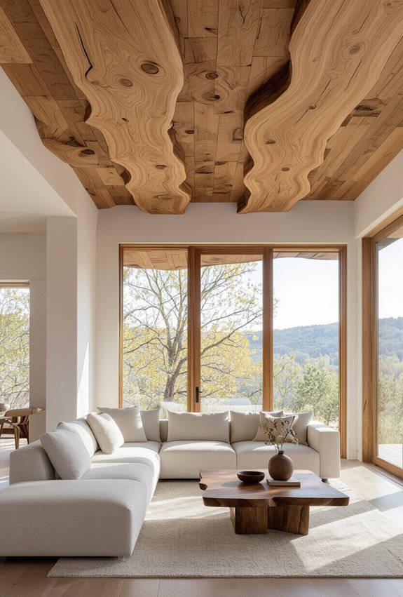 natural live edge wood ceilings