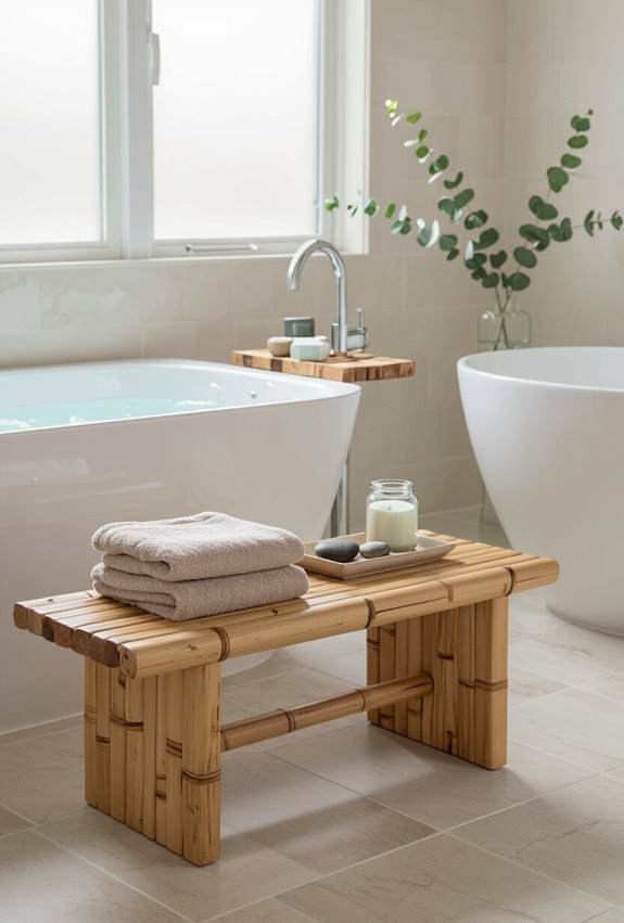 natural teak bench spa accents
