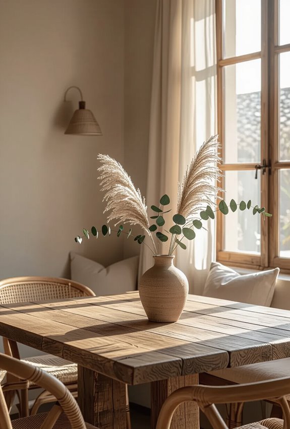 natural textures wood rattan jute
