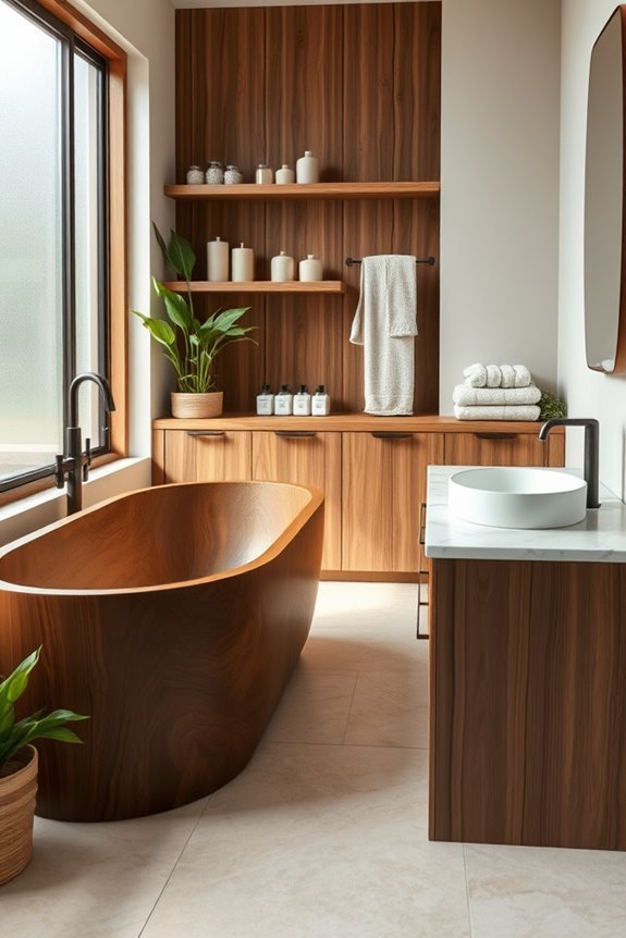 natural wood bathroom accents