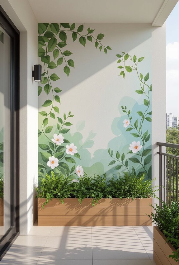 nature inspired calming balcony murals