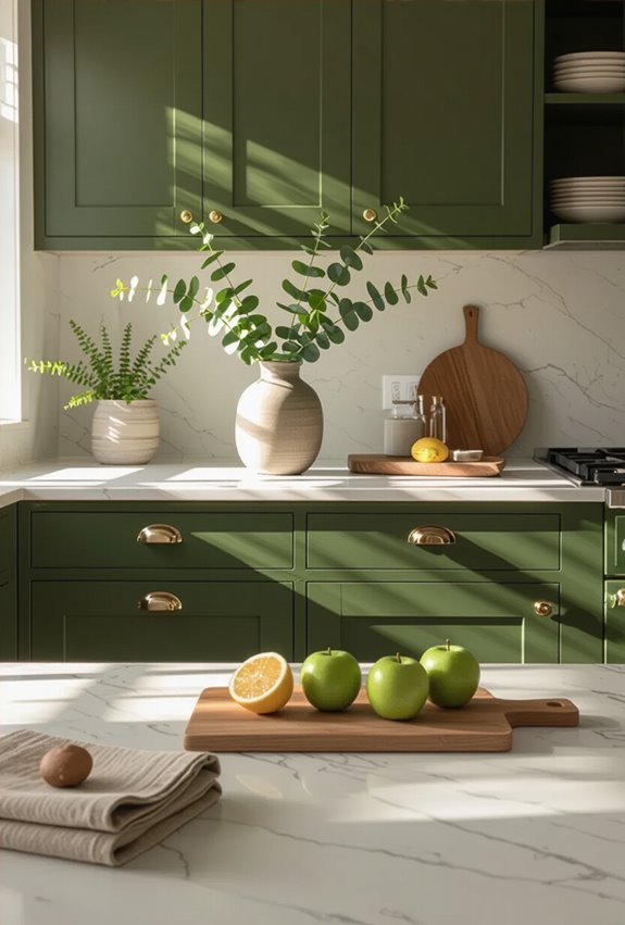 nature inspired green kitchen calm