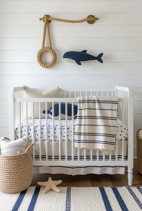 nautical stripes brass rope