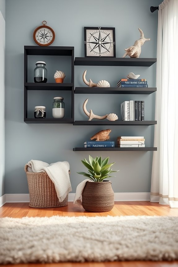 nautical themed black shelves d cor