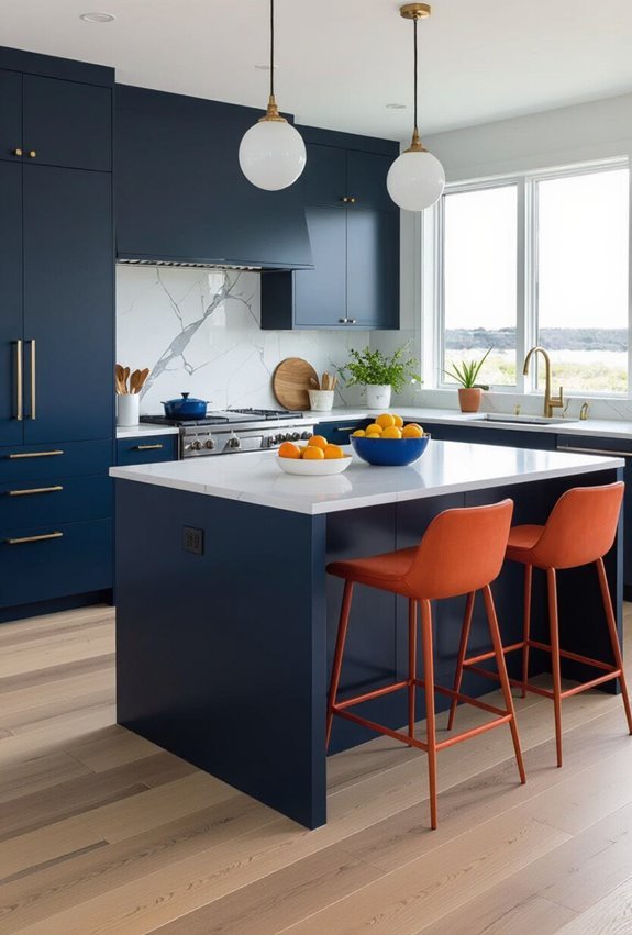 navy and tangerine coastal