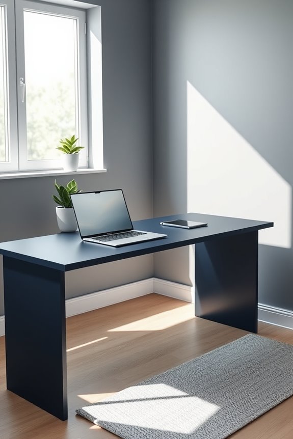 navy blue minimalist workspace