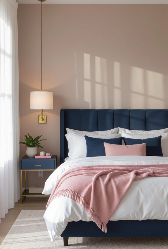 navy statement wall blush