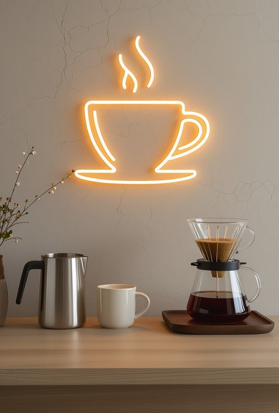 neon coffee quote glow