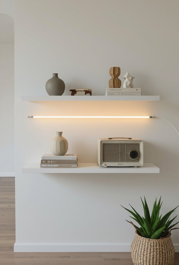 neon style led shelf lighting