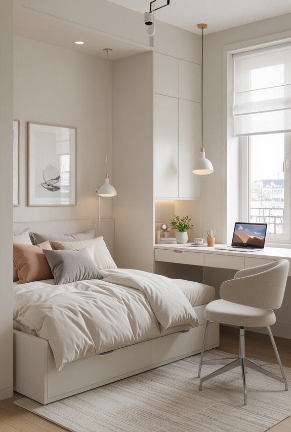 neutral bedding with patterned throws