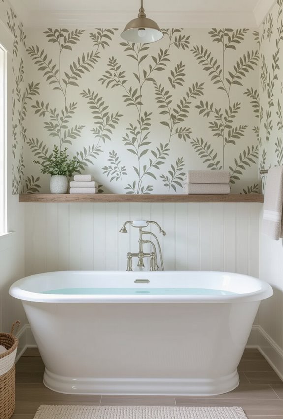 neutral botanical wallpaper soft