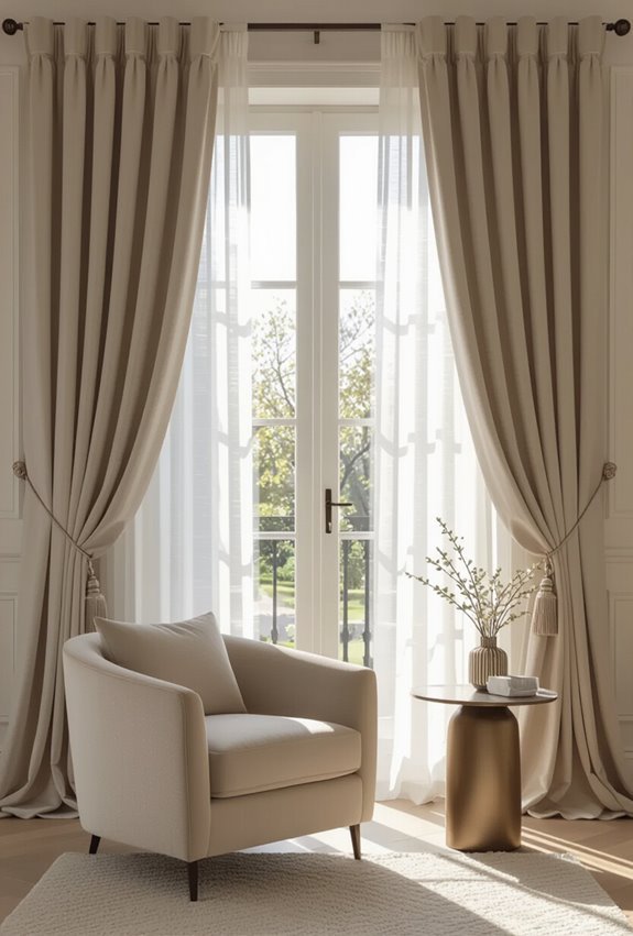 neutral curtains with metallic shimmer